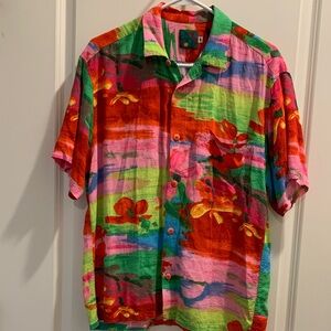 JAMS WORLD Vintage 80s Multicolor Floral Short-Sleeve Button-Up Shirt Medium
